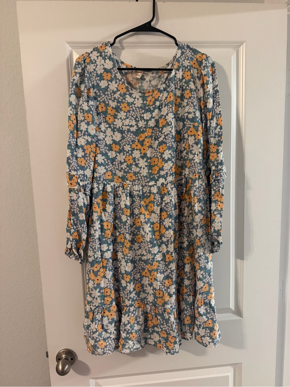 Floral Long-Sleeve Dress in Blue
